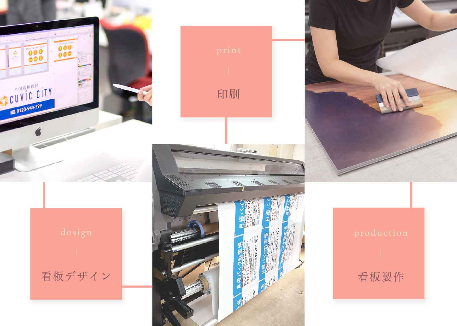自社工場で看板を製作している様子