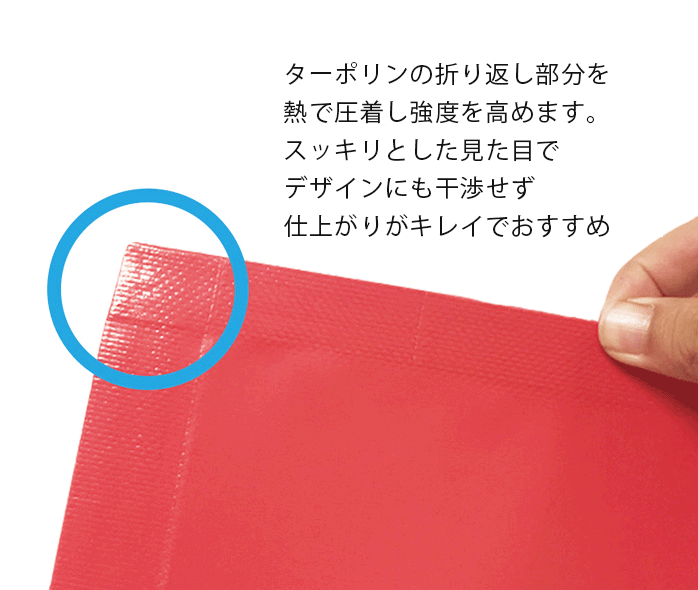 四方ウェルダー加工＋ハトメ加工の見本