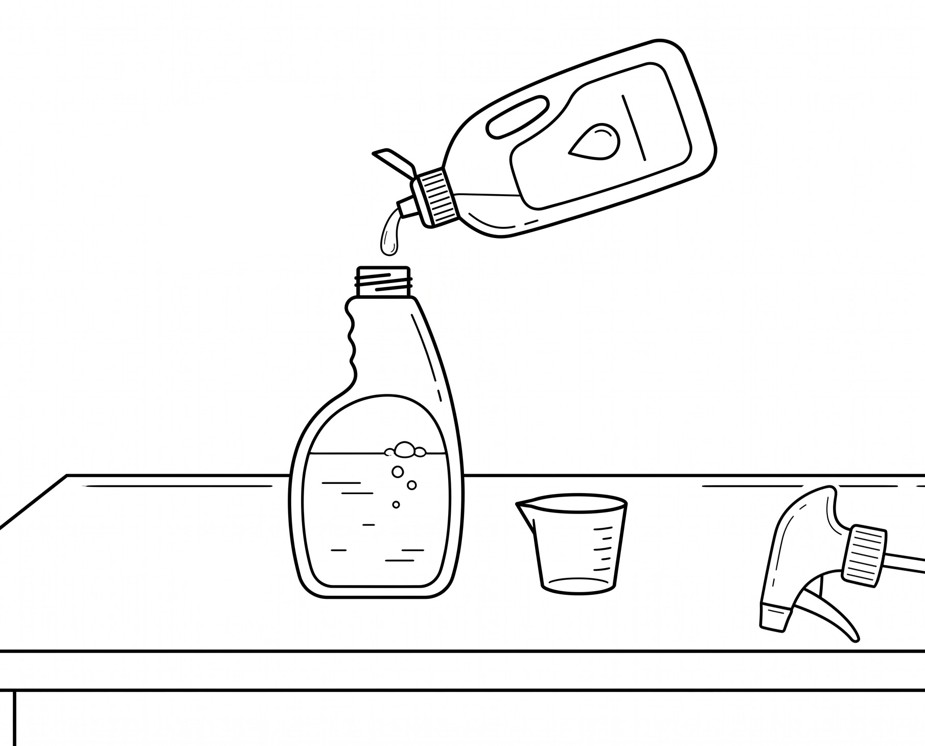 中性洗剤と水を混ぜて洗剤液を準備する